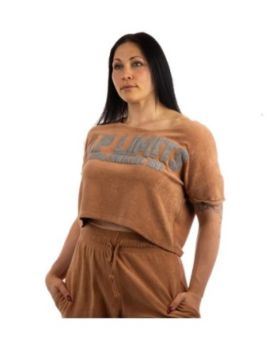 Crop Top LP Girls Stonewashed Towelling M Marrone
